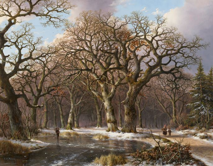 Everardus B.G.P. Mirani - Winter landscape with figures on a path | MasterArt